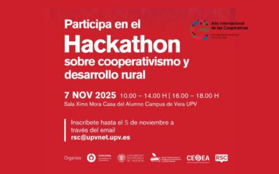 ¿Quieres participar en el ‘Hackathon cooperativismo y desarrollo rural’? El 7/11, en la Casa del Alumno de la UPV